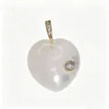 Heart-shaped crystal pendant with gold bail and zirconia accent for DIY necklace jewelry making - 20x27mm / White Crystal