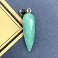 Pendentif en cristal facetté vert, breloque goutte en pierre naturelle pour bijoux DIY. - Amazonite