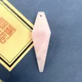 Natural rose quartz crystal pendant, eight-sided diamond spear shape for DIY jewelry making. - Rose Quartz