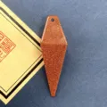 Natural stone goldstone eight-sided rhombus pendant cone pendulum DIY jewelry accessory - Gold Sandstone