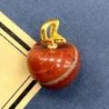 Natürlicher Stein Apfel Anhänger, roter Achat Kristall Charms, goldenes DIY Schmuck Zubehör. - 1 Stück/Packung (14x18mm) / Roter Jaspis