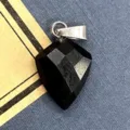 Black Faceted Arrowhead Gemstone Pendant Crystal Quartz DIY Jewelry Accessory Part - 11x18mm / Obsidian