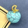 Türkis Apfel Anhänger mit Gold Schlangen Stiel DIY Schmuck Zubehör Charm Geschenk Idee - 1 Stück/Packung (14x18mm) / Blauer Türkis