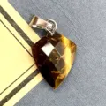 Natural stone cut triangle arrowhead pendant crystal raw stone DIY jewelry accessory piece - 11x18mm / Tiger's Eye