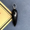 Pendentif en cristal facetté noir, accessoire de bijoux DIY en pierre naturelle. - Obsidienne