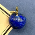 Naturstein Lapislazuli Apfel Anhänger mit goldenem Stiel Kristall DIY Schmuckstück Zubehör. - 1 Stück/Packung (14x18mm) / Lapislazuli