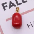 Synthetic coral pendant oval red gemstone charm with gold bail DIY jewelry making 1pc - Irregular Oval (029)