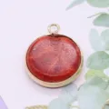 Synthetic coral pendant DIY jewelry accessory with gold-toned metal bezel tray charms. - Round Flat (002)