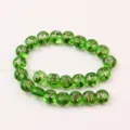 Perles de lettres en verre vert imprimées or plat rond en vrac DIY accessoires bijoux - Lettre A / Vert (8mm)