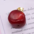 Synthetic red coral irregular pendant DIY jewelry making accessory featuring gold bail. - Pebble Shape (013) / 15-20mm / Red