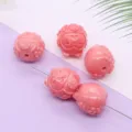Roze hars gesneden olifant losse kralen met bloemmotief voor DIY sieraden maken. - Gelukskat Stijl (003) / 5 Stuks/Verpakking (16x18mm)