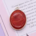 Synthetic coral oval pendant charm with golden frame for DIY handmade jewelry accessories - Oval Shape (014)