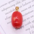 Red synthetic coral oval pendant with gold-colored bail diy jewelry accessory elegant design. - Long Fruit Shape (016)