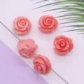 Roze hars roos bloem losse kralen DIY sieraden accessoires voor handgemaakte armbanden. - Rozenstijl (013) / 5 stuks/verpakking (12mm)
