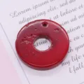 Red synthetic coral round donut pendant DIY jewelry accessory, smooth polished surface bead. - Hoop Shape (018)
