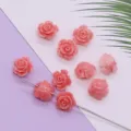 Losse roze hars roos bloem kralen met recht gat voor DIY sieraden maken en handwerk set - Rozenbloem Stijl (015) / 5 Stuks/Verpakking (10mm)