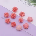 Roze hars roos bloem kraal rechte gat DIY sieraden accessoires variant weergave art - Rozenbloem Stijl (016) / 5 Stuks/Verpakking (13mm)