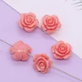 Roze hars roos bloem losse kralen met rechte gat voor DIY sieraden accessoires optie. - Rozenbloem Stijl (017) / 5 stuks/verpakking (15mm)