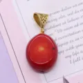 Synthetic red coral irregular pendant with ornate gold bail DIY jewelry making accessory - Oval Shape (022)