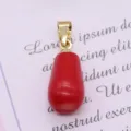 Red synthetic coral pendant, irregular drop shape charm with gold bail for DIY jewelry making - Tear Drop Shape (024)