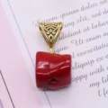 Red coral irregular pendant with ornate gold bail, perfect for DIY jewelry making accessories. - Tree Stump Shape (027)