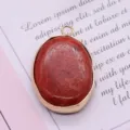 Red synthetic coral oval pendant with gold edge DIY jewelry making accessory crafting supply - Oval Shape (025)