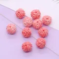 Roze hars gesneden losse kralen voor DIY sieraden maken, rechte gaten bedels. - Walnoot Stijl (023) / 5 Stuks/Verpakking (11mm)