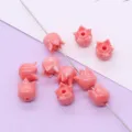Roze hars tulp bloem losse kraal recht gat DIY sieraden accessoires variant handwerk - Tulpenstijl (024) / 5 Stuks/Verpakking (8x9mm)
