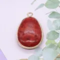 Synthetic coral irregular pendant DIY jewelry accessory, beautiful gold rimmed gemstone charm. - Irregular Teardrop (003)