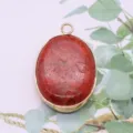 Synthetic coral oval pendant charm with gold bezel DIY jewelry accessory for handmade crafts - Oval Shape (004)