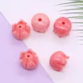 Roze hars snijwerk kralen DIY sieraden accessoires schattige bloem olifant losse kralen - Tulp Stijl (028) / 5 Stuks/Verpakking (10x12mm)
