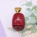 Red coral barrel pendant with golden bail, synthetic sea bamboo DIY jewelry accessory beads. - Waist Drum Shape (005)