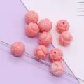 Roze hars snijwerk roos bloem losse kralen variant voor DIY sieraden maken accessoires - Viooltje Stijl (032) / 5 Stuks/Verpakking (9mm)
