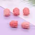 Roze hars Boeddha hoofd losse kralen, recht gat DIY sieraden accessoires voor handwerk. - Boeddhahoofd Stijl (048) / 5 stuks/verpakking (12x15mm)