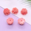 Roze hars snijden roos bloem losse kraal met recht gat voor DIY sieraden maken accessoires. - Lotusbasis Stijl (053) / 5 Stuks/Verpakking (14mm) / Roze