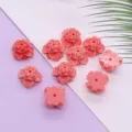 Roze hars rozenbloem losse kraal met rechte gaten voor DIY sieraden maken accessoires. - Lotusbasis Stijl (054) / 5 Stuks/Verpakking (10mm) / Roze