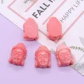 Roze hars Boeddha hoofd losse kralen, recht gat snijden bedel voor DIY sieraden maken accessoires. - Platte Boeddha Stijl (003) / 5 Stuks/Verpakking (16x23mm) / Roze