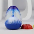 Gedetailleerd overzicht van vloeibare vulkaan uitbarsting novelty ornament speelgoed blauw. - Blauw