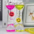 Creatieve dubbele hart vloeibare beweging bubbler olie zandloper bureau ornament cadeau. - Hart Smiley Gezicht
