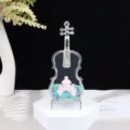 Acryl viool vloeibaar ornament bureaudecor met kasteel microlandschap en kleurrijk zand cadeau. - Viool lichtgevend zandkasteel type A