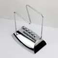 Metal Newton cradle balance balls desk toy, shiny chrome finish physics science pendulum decor. - Large Z-Shaped Smooth Impact Ball / Silver