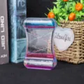Detailweergave vloeibare oliezandloper, sensorische timer met dubbele glijbaan deco. - Dubbele rij blauw & roze