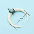 Resin Bull Horn Pendant Turquoise Rhinestone DIY Necklace Jewelry Accessory 60mm - Style 20