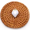Faceted pentagonal natural stone pendant with gold cap for DIY necklace jewelry making accessories - 1 Piece / Howlite