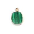 Oval malachite pendant charm with gold rim for DIY necklace jewelry making accessories - 12x19mm / Malachite