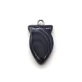 Black banded agate fish shape pendant DIY necklace jewelry accessory component item - 13x23mm / No. 1 (Dark Brown Striped)