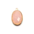 Oval Faceted Natural Stone Pendant Gold Plated Jewelry DIY Accessory Pink Quartz Charm - 20x31mm / Rose Quartz