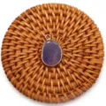 Pendentif en pierre précieuse violette irrégulière naturelle avec bordure métallique pour collier DIY - Améthyste