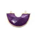Lila halbkreisförmiger facettierter Edelstein Anhänger Stecker mit goldrandigem DIY - Nr. 1 (Lila Naturstein) / 26x40mm
