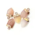 Ciondolo a scudo in pietra naturale sfaccettata cappuccio dorato accessori gioielli collana - N. 1